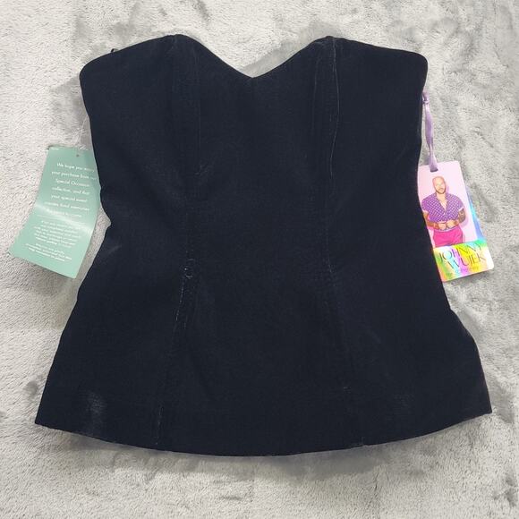 NEW Johnny Wujek Top Womens 5 Juniors Black Velvet Strapless Corset Bustier - Picture 1 of 13